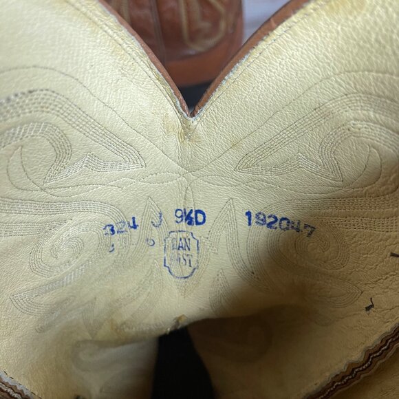 Vintage Dan Post Lizard Leather Ostritch Toe Cowboy Boots Size 9.5 D Round Toe - Picture 9 of 12